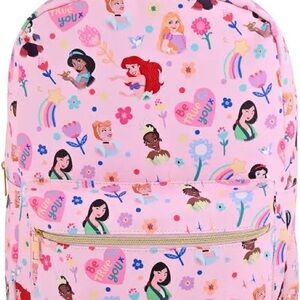 Light Pink Backpack with Princess Print